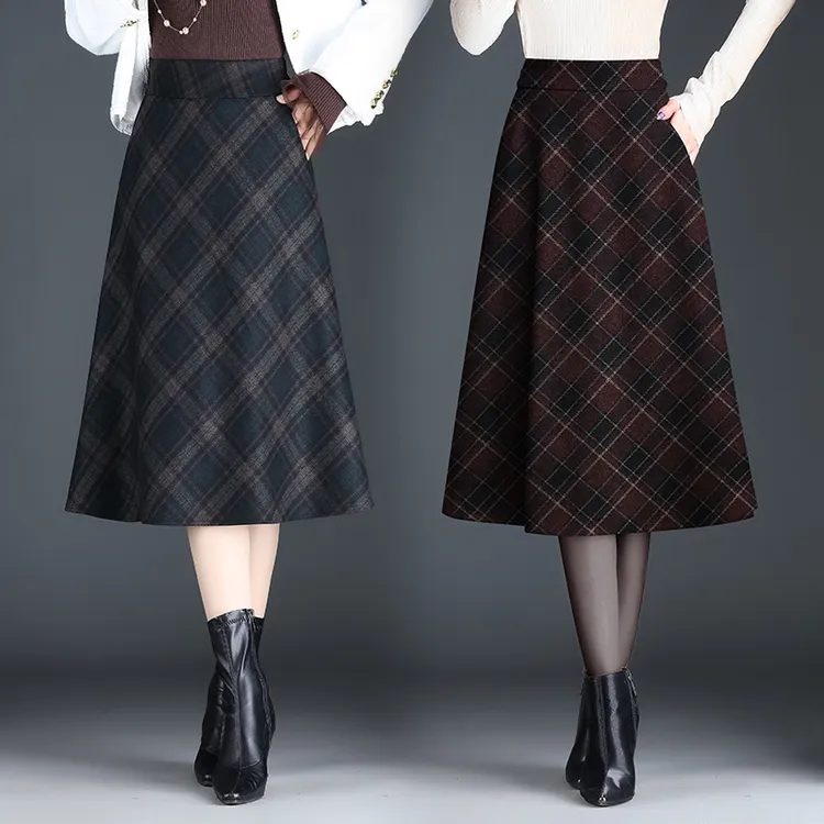 2024秋冬新款半身裙中长款高腰a字百褶裙大码半裙显瘦百搭裙子