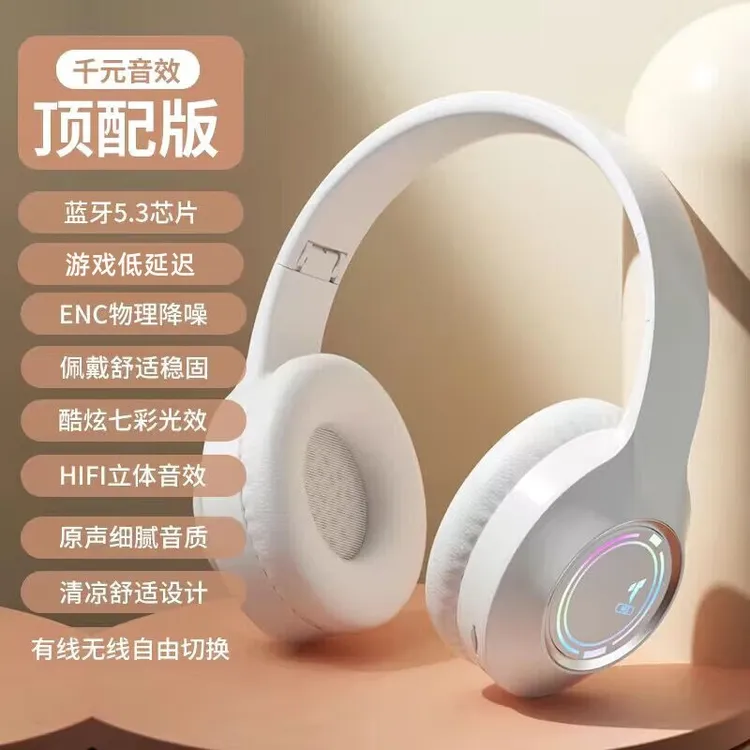 头戴式蓝牙耳机带麦通话降噪电竞游戏吃鸡无感延迟音乐听歌高音质