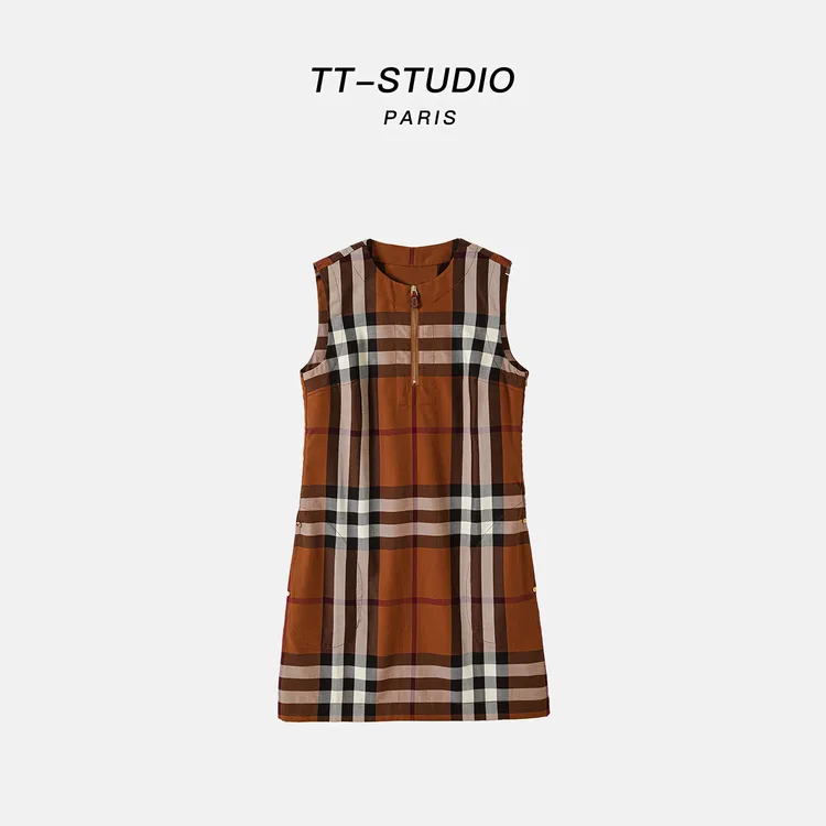 MCOMINILIVES①*「宝丽裙」100%棉经典格子轻奢裙子女装连衣裙QZ101