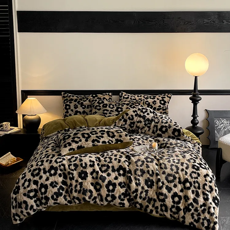 2024新款兔毛印花四件套美拉德系列