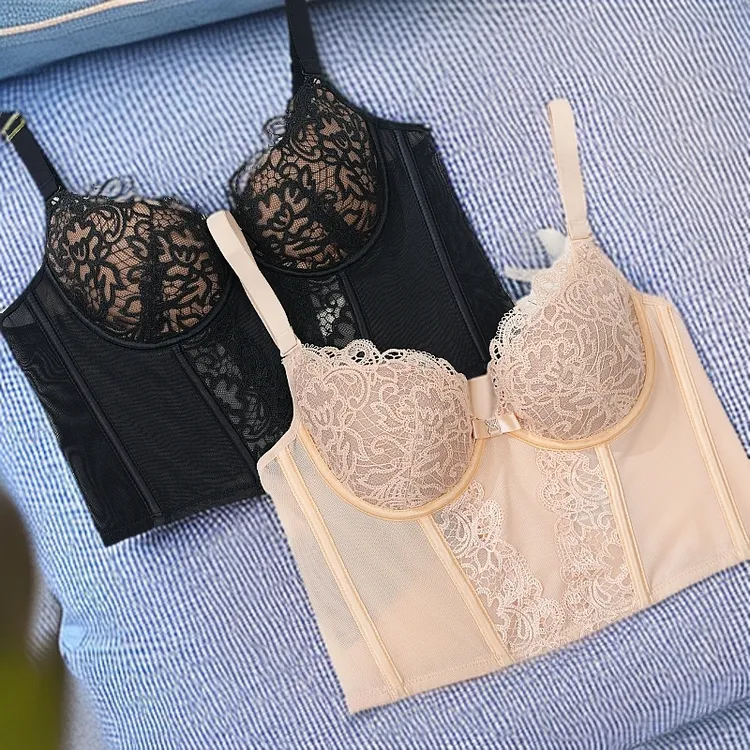 刺绣内衣女透气聚拢大胸显小女收副乳上托防下垂调整型性感文胸罩