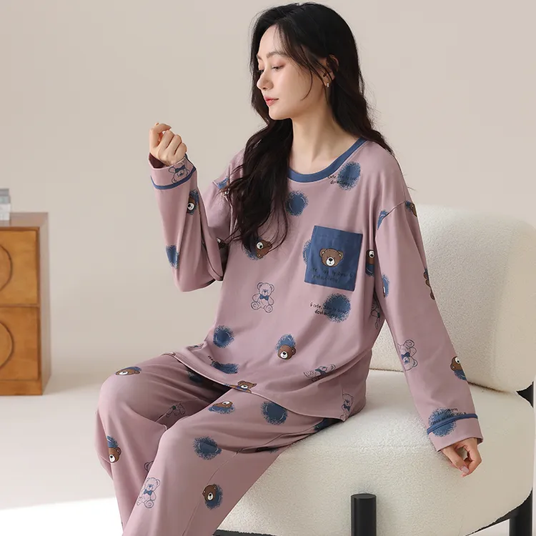 睡衣女士春秋冬季纯棉长袖胖mm特大码200斤220斤家居服套装5XL6XL