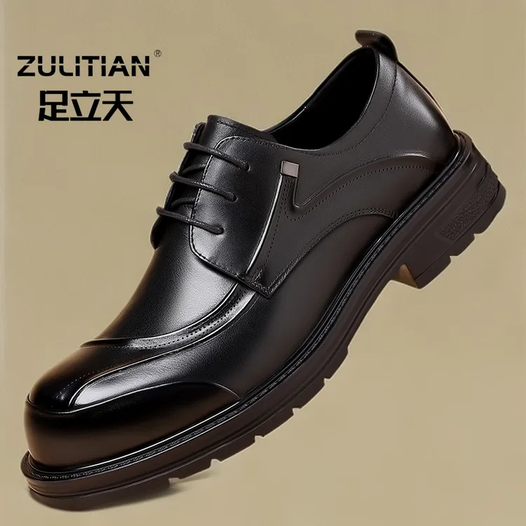 新款男士休闲皮鞋商务正装德比鞋百搭英伦风大头鞋真皮高端结婚鞋