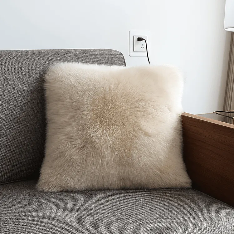 纯羊毛抱枕羊皮毛一体靠垫羊毛抱枕纯羊毛趴趴枕皮毛一体抱枕