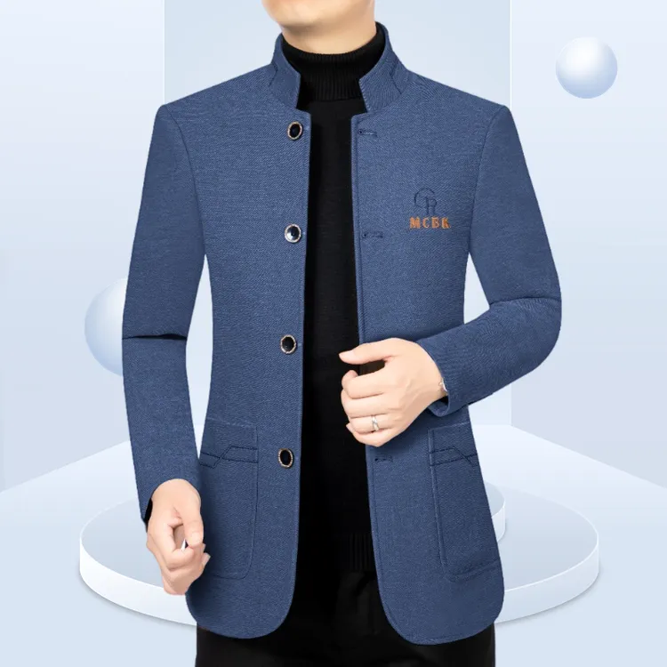 轻奢秋冬新款男士毛呢夹克修身加厚韩版休闲中年毛呢大衣春秋外套