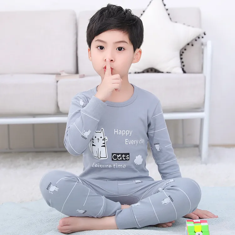 儿童睡衣男孩春秋男童秋衣秋裤纯棉女童家居服套装全棉宝宝内衣薄