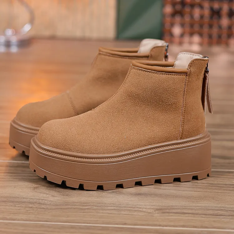 厚底短靴女秋冬小个子靴子2024新款爆款百搭增高休闲加绒雪地靴女