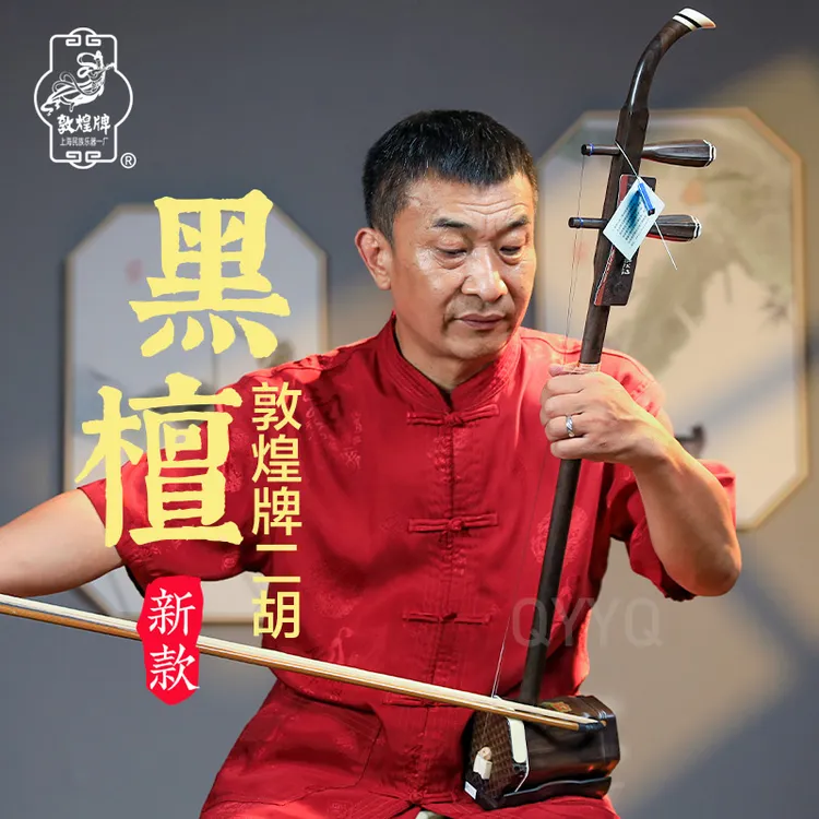 DunHuang/敦煌二胡乐器黑檀木红木蟒皮专业考级演奏录音弓弦琴盒