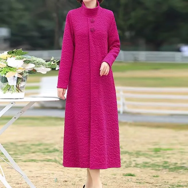 【衣雅严选】8083-965新款气质加厚空气棉立体浮雕花显瘦款连衣裙