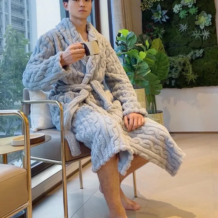 【衣雅严选】8055-23#幽兰原版正品特惠系带加厚加大男士睡衣浴袍