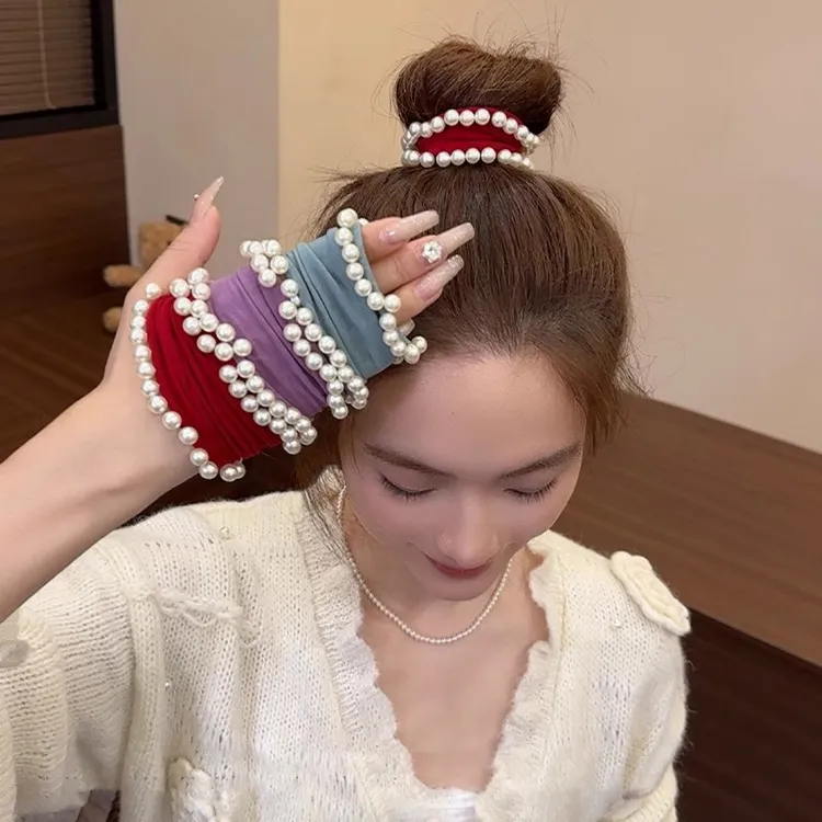 秋冬小香风珠珠面膜发圈高弹力耐用柔软头绳扎头发绳橡皮筋发饰女