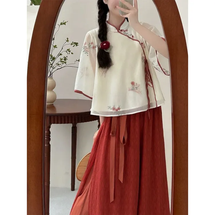 秋季新款新中式复古国风超仙优雅温柔范上衣搭配阔腿裤套装