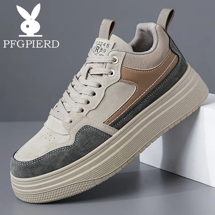 正品男鞋秋冬季中帮防滑运动休闲鞋工装鞋复古厚底高帮休闲板鞋