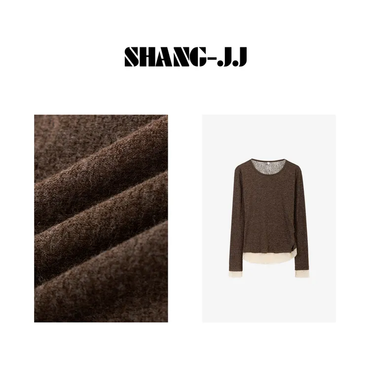 SHANG-JJ【咖调蕾丝】25秋冬新品重磅棉高定细腻柔软上衣q132609p