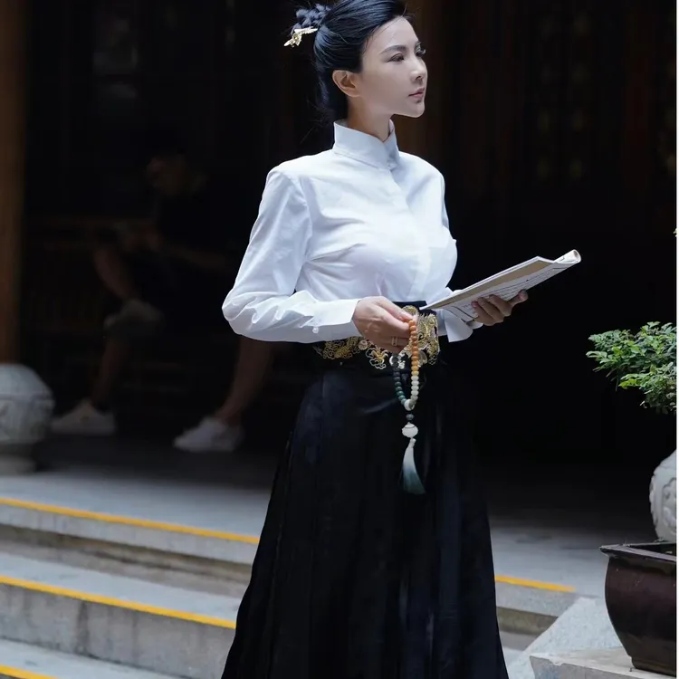 魏元高定/黑色国风气质马面裙-0559