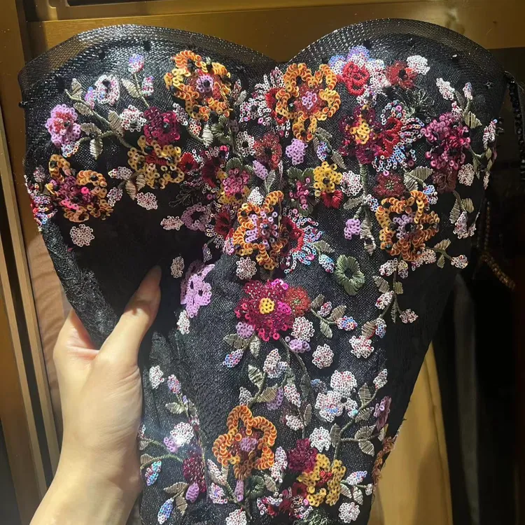 魏元高定/重工定制亮闪闪万紫千红抹胸-0710