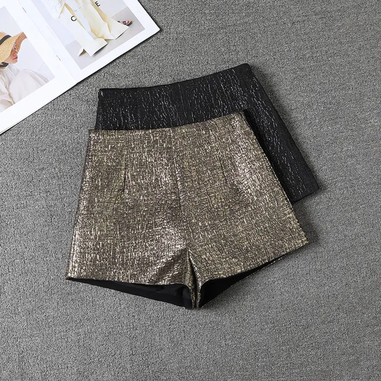 轻奢亮面提花短裤女款秋季2025爆款阔腿裤有内衬休闲百搭A字热裤