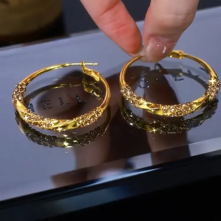 铜合金耳饰 新款时尚简约【波光粼粼】气质百搭耳环062