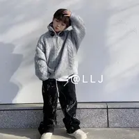 三乐乐家儿童冬款新款毛衣针织毛线男孩女孩拉链领口可立可翻上衣