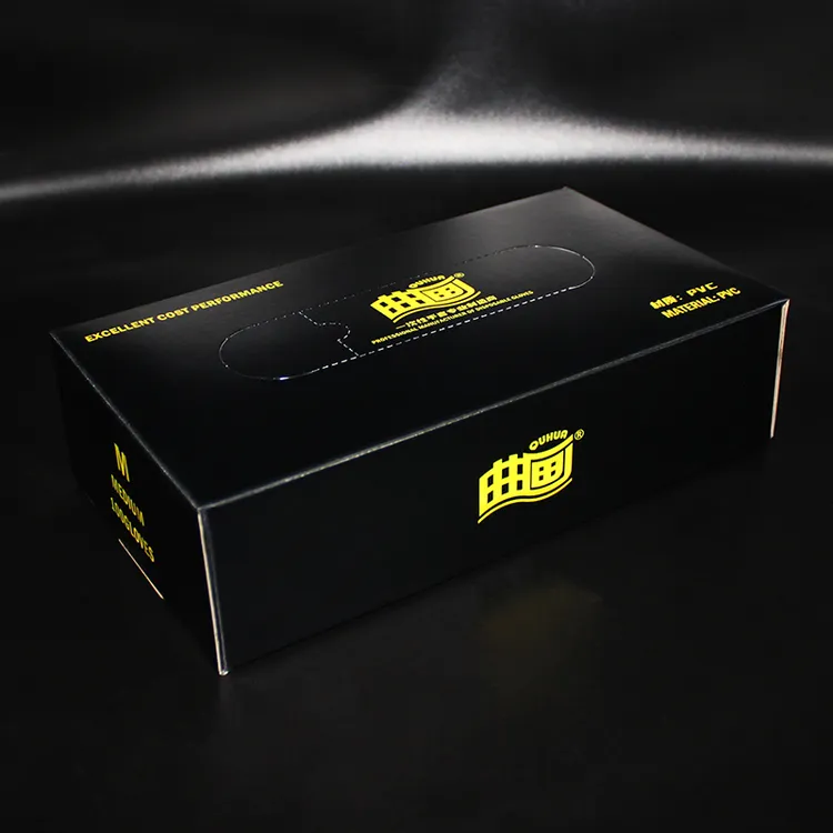 曲画pvc一次性透明胶皮橡胶可触屏防护手套左右手通用薄款100只装