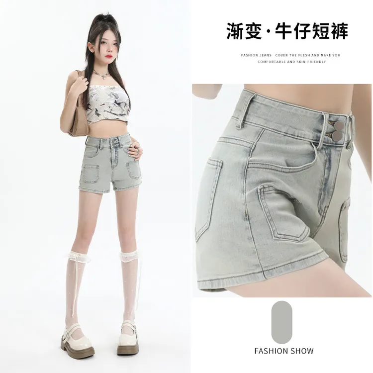 牛仔短裤女夏季2025年新款显瘦网红辣妹宽松高腰设计感爆款短裤