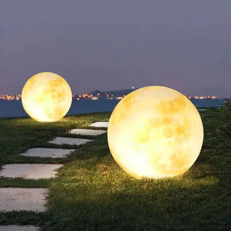 太阳能户外充电防水月球灯氛围灯庭院景观灯客厅创意发光月亮灯圆