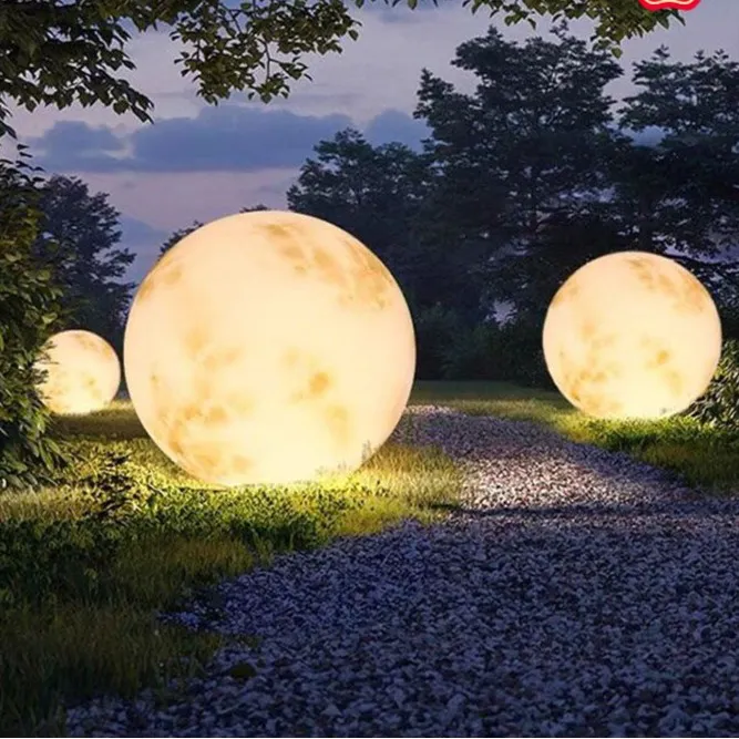 户外景观庭院灯月亮灯圆球灯防水草坪灯客厅创意氛围灯发光月球灯