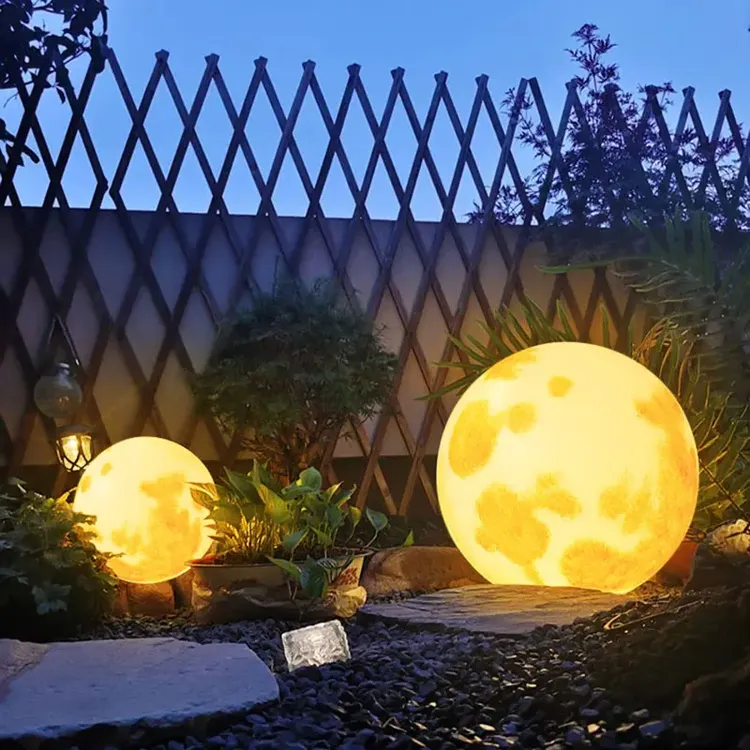 太阳能月球灯户外落地灯防水网红草坪灯景观发光月亮灯创意圆球灯