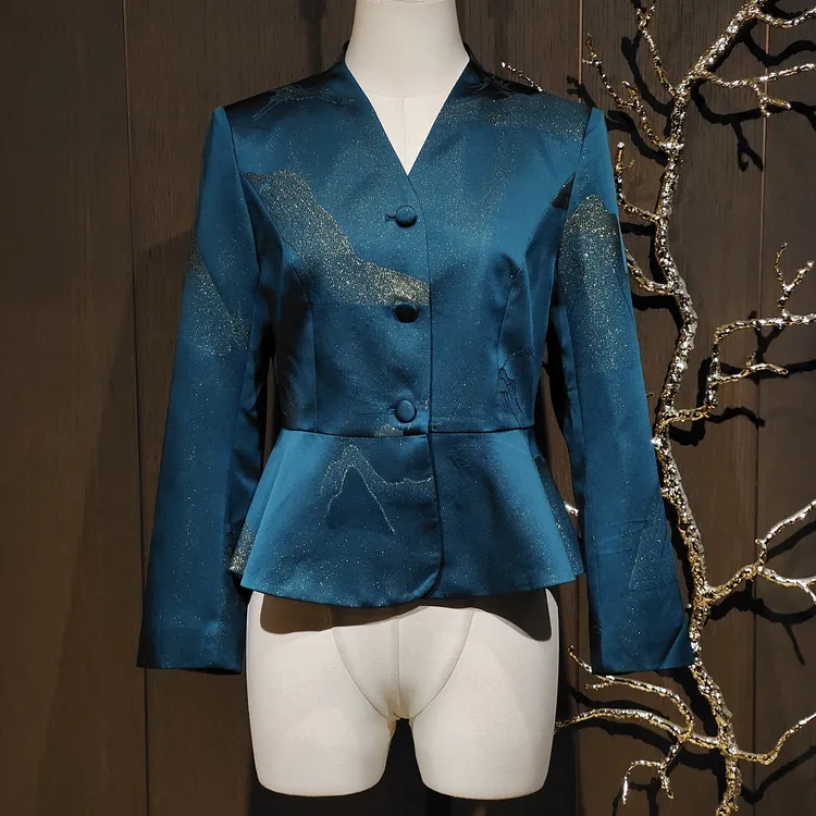 【蘭悦东方】国风中式高端香云纱 蓝孔雀金山正娟  3723