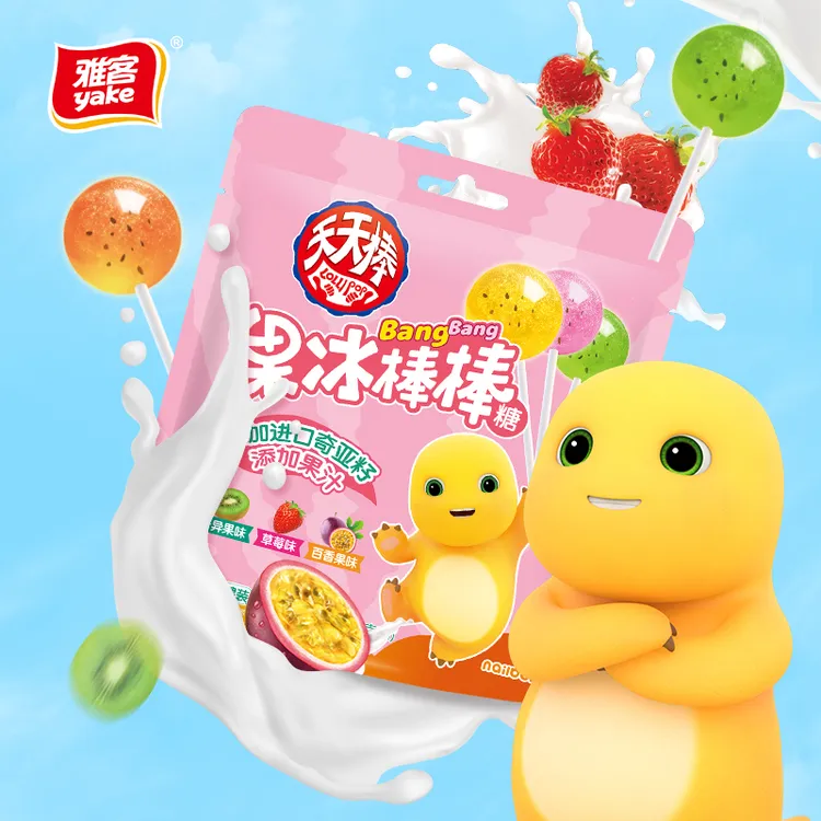 雅客x奶龙联名款果冰棒棒糖添加进口奇亚籽 84g/袋