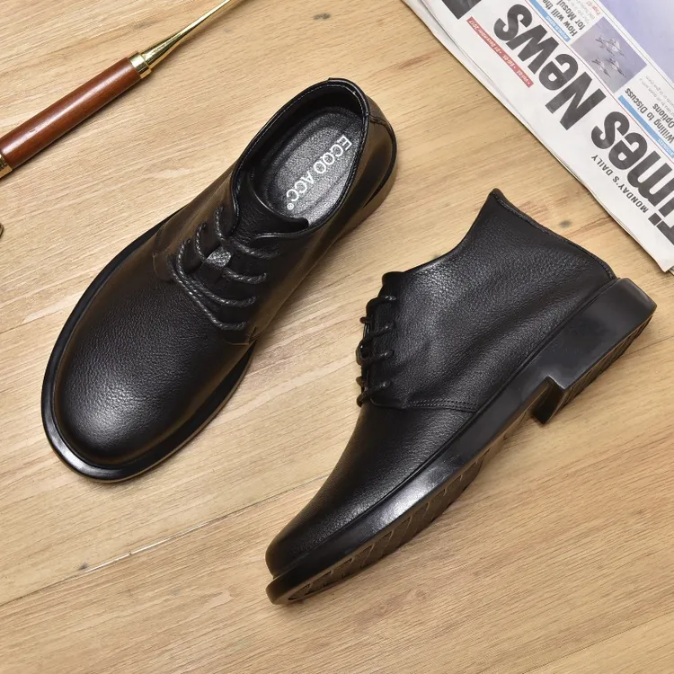 ECQO ACC头层牛皮秋冬马丁靴男款休闲百搭工装鞋男冬季英伦马丁靴