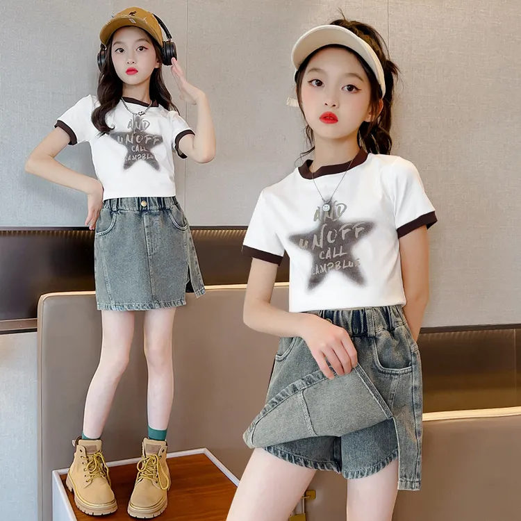 女童牛仔短裤夏装洋气裤子儿童大童韩版女孩裙裤夏季薄款透气热裤