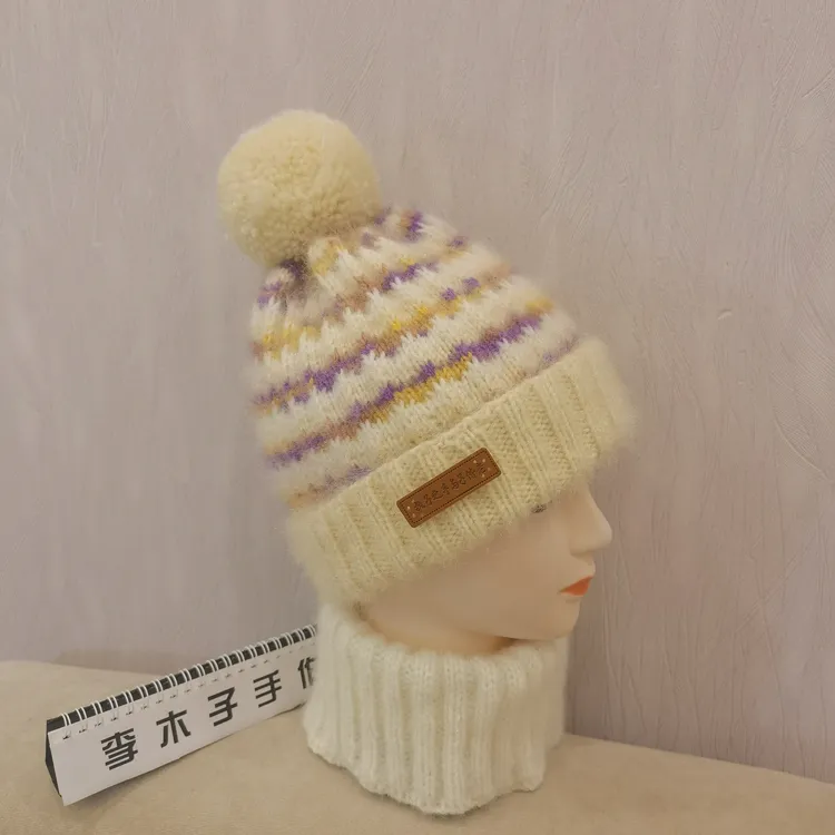 【非成品】松鼠绒亮丝毛线中粗彩点提花帽子手工diy材料包加厚冬季