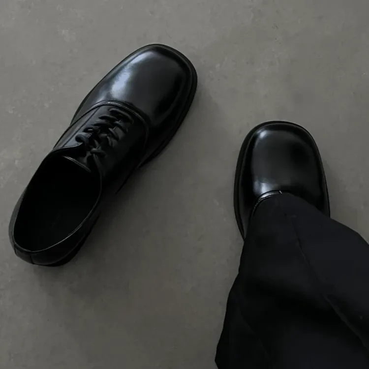 方头德比鞋男款厚底增高冬季商务正装英伦休闲乐福鞋情侣通勤皮鞋