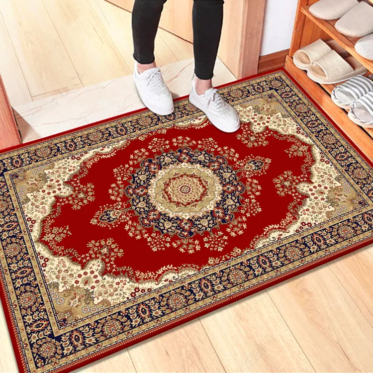 水晶绒欧红花60*100cm门垫家用喜庆防滑吸水地毯浴室垫厨房入户垫商品图