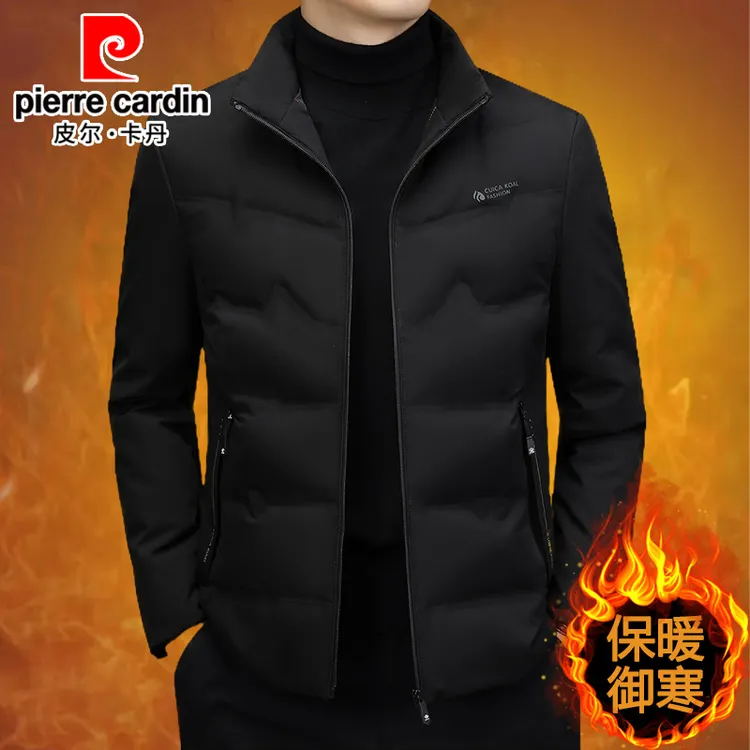 皮尔卡丹羽绒服2024新款冬季立领加厚爸爸装中年休闲短款保暖外套