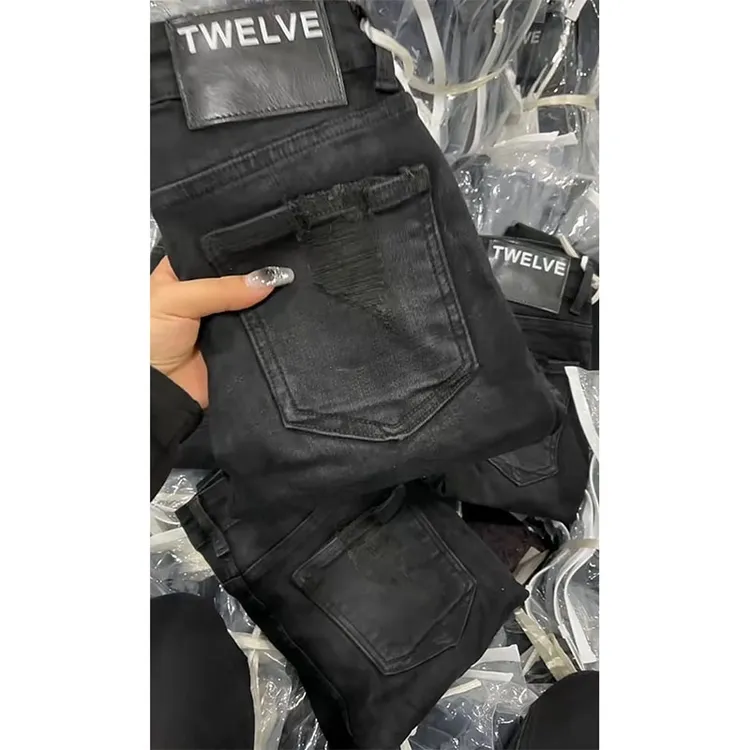 Aimeerosa/艾洛莎梨形小脚牛仔裤2024秋冬新款加绒加厚九分铅笔裤