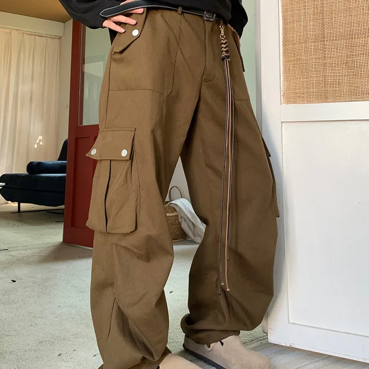 2024秋冬美式潮牌复古hiphop休闲裤情侣款宽松直筒百搭垂感长裤子