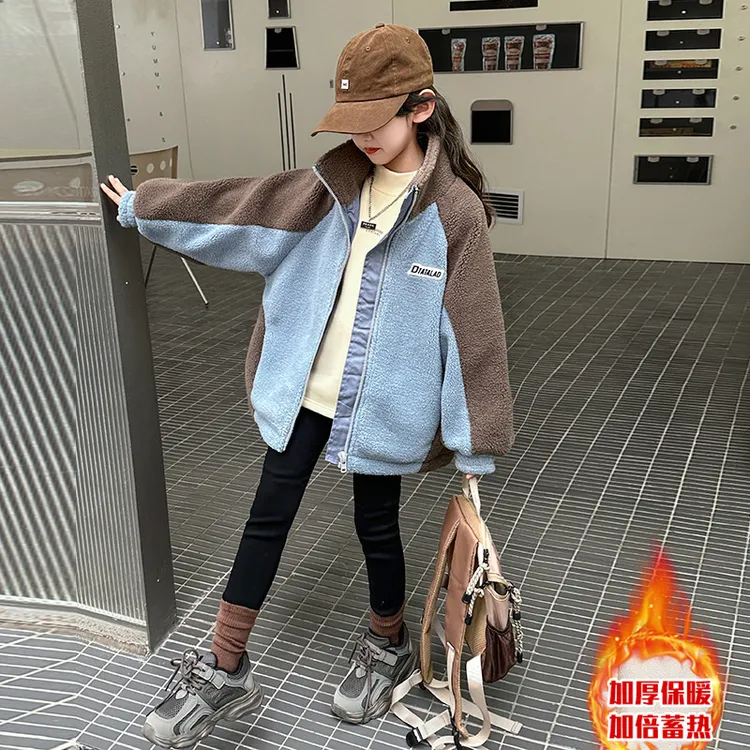 韩国童装女童摇粒绒外套2025秋冬儿童立领毛毛衣中大童女孩夹克衫