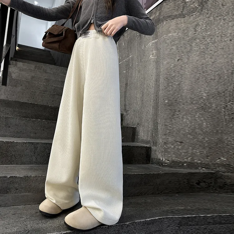 女童加绒裤子2025新款儿童秋冬一体绒外穿宽松大童冬季加厚阔腿裤