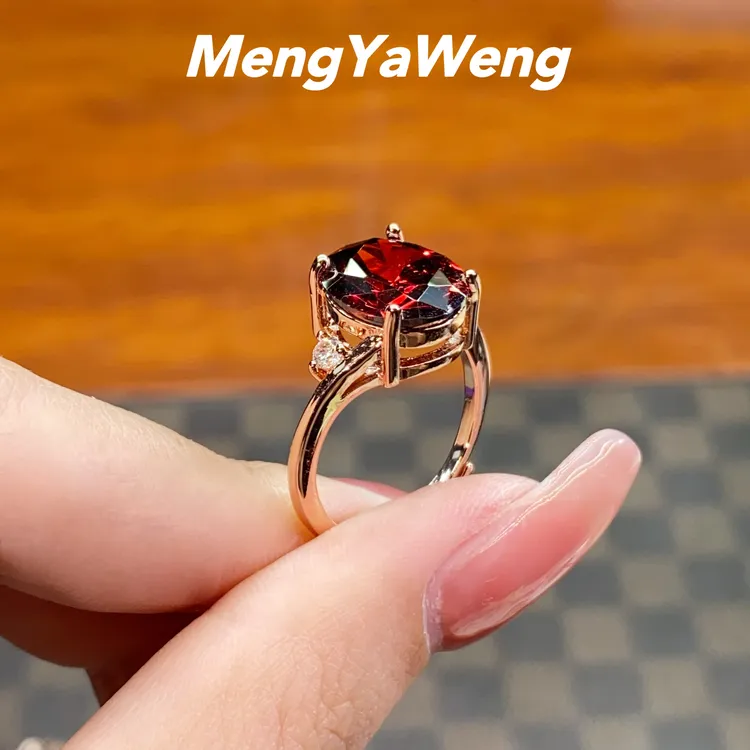 新品戒指 【k1303】10X12mm石榴红色人工宝【知秋】