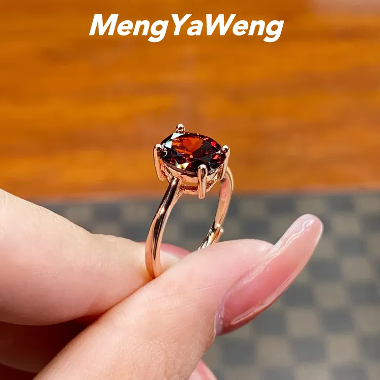 新品戒指 【k114】7X9mm石榴红色人工宝鸽子蛋镶嵌【吉祥】