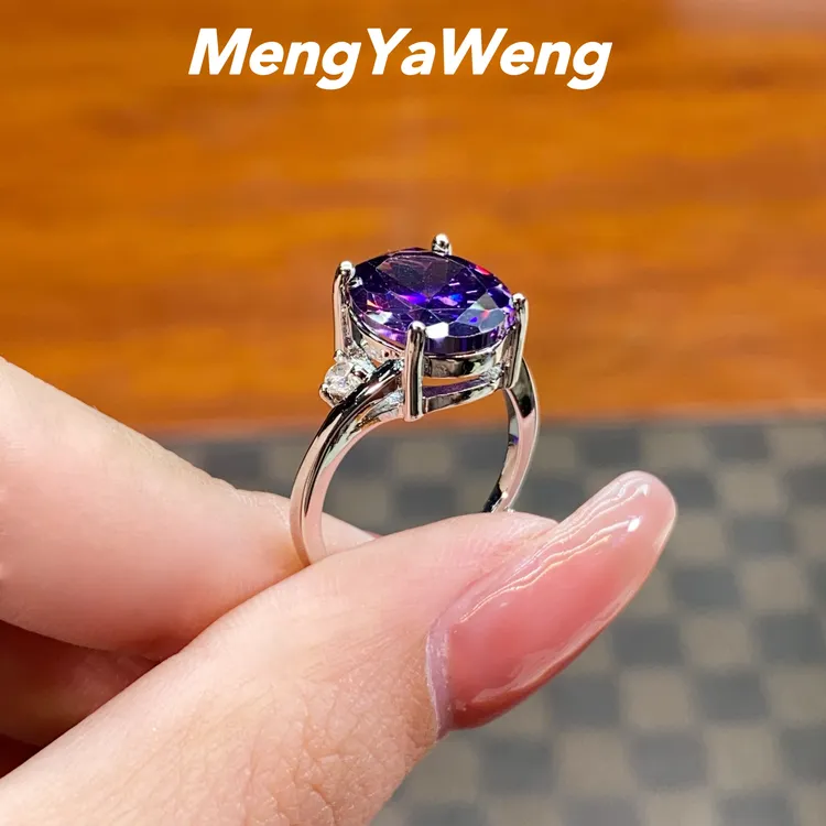 新品戒指 【k1315】10X12mm紫色鸽子蛋镶嵌【紫罗兰】