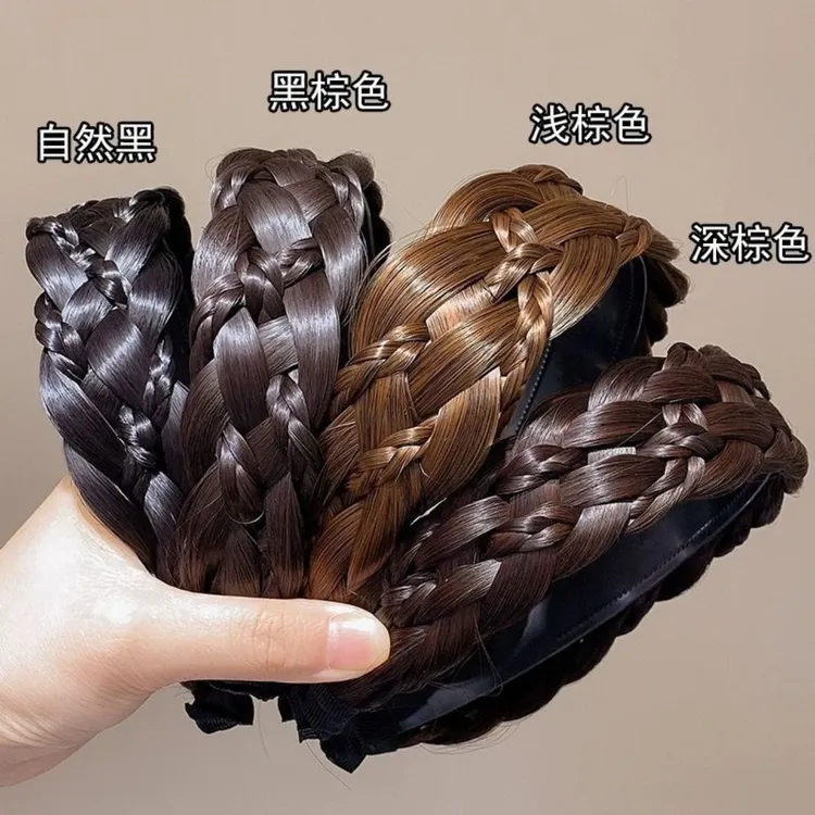 仿真发饰女士减龄发箍一体无痕遮白发发饰辫子发箍遮白头发发箍
