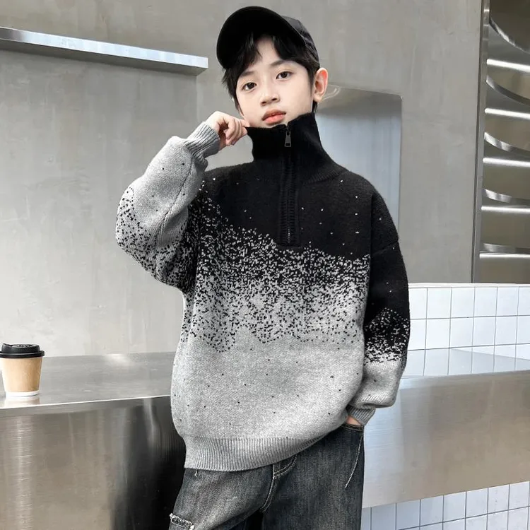 男童毛衣秋冬款2025新款冬季套头针织衫中大童儿童男孩秋装痞帅潮