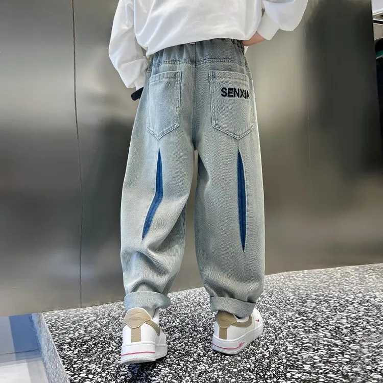 儿童装男童裤子秋装长裤2025新款中大童春季男孩痞帅秋装牛仔裤