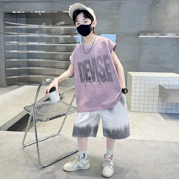 儿童装男童无袖背心套装2025新款夏季中大童运动夏款男孩帅气时髦