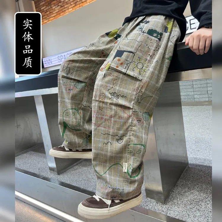 男童秋装裤子大童工装裤春秋款2024新款儿童秋季阔腿裤帅气时髦潮