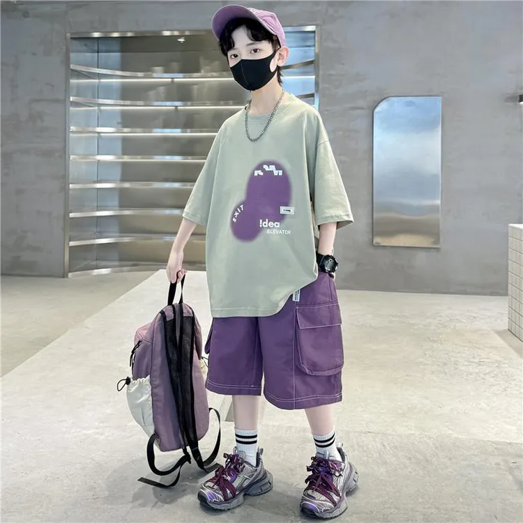 儿童装男童夏装短袖套装2025新款中大童夏季男孩帅气夏款运动时髦