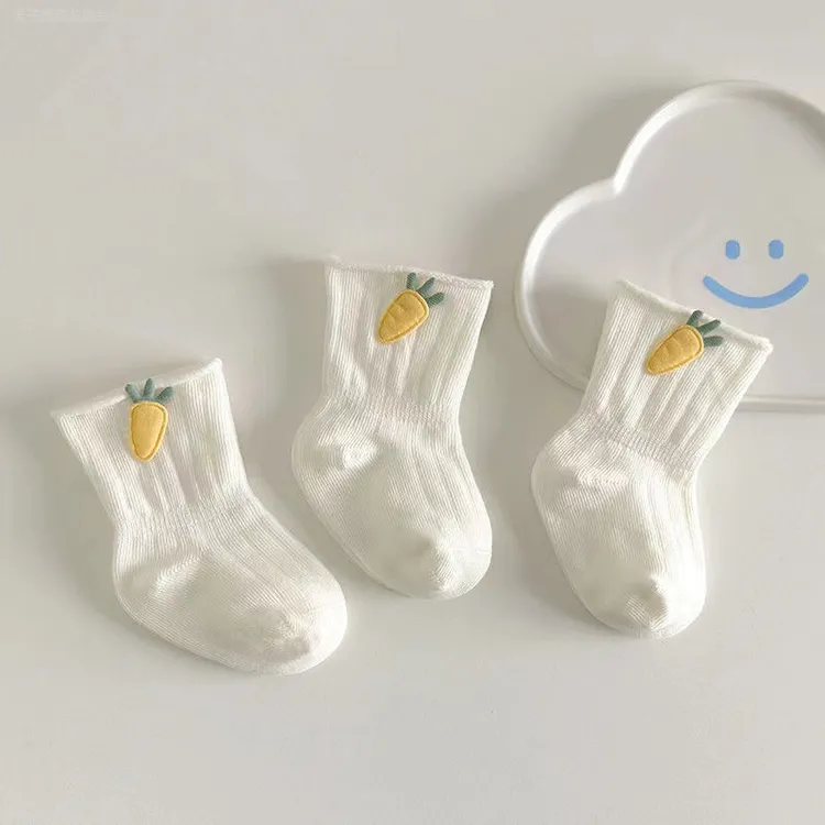 婴儿袜子0-6个月春秋款新生儿袜子婴幼儿袜子白色百搭a类棉袜透气